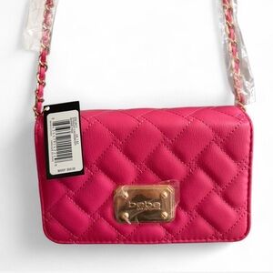 Bebe Fuchsia Quilted Crossbody Bag